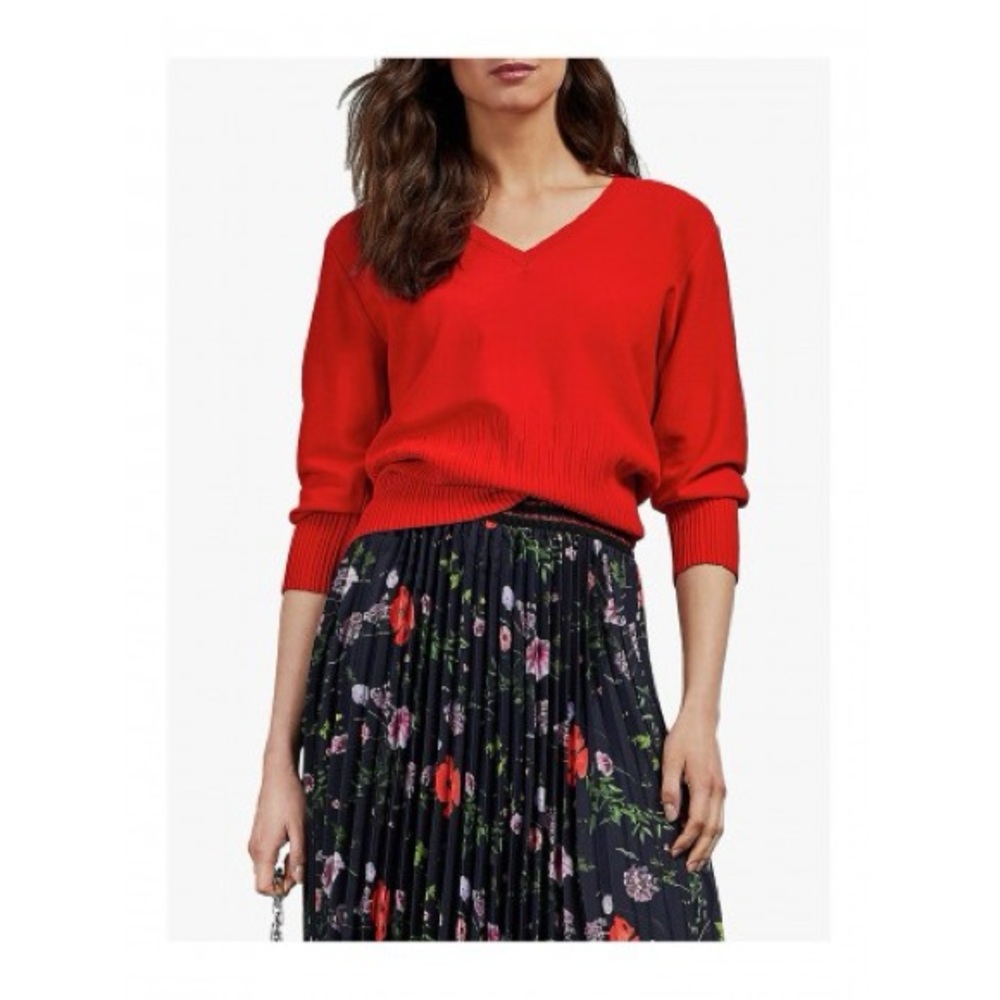 Ted Baker Lornini Knit Jumper Blouse size 4 red in pristine condition
